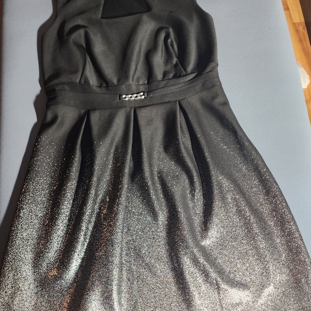 Enfocus Studio Black Strapless Glitter Dress